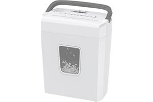 Bonsaii Niszczarka do dokumentów, 8 arkuszy papieru z poziomem bezpieczeństwa P-4, cięcie krzyżowe 5 x 14 mm, rozdrabnia karty kredytowe i spinacze biurowe, zabezpieczenie przed przegrzaniem, pojemnik