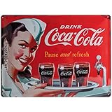 Diseños Exclusivos Nostalgic-Art Coca Cola Waitress Placa Decorativa, Metal, Rojo, 30 x 40 cm