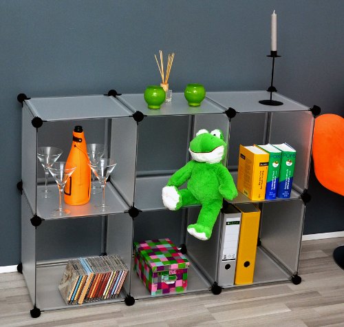 Büro Flur Regal Schrank Steckregal Wandregal Bücherregal in Weiß Transparent - 7