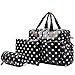Miss Lulu 4 Piece Polka Dot Baby Nappy Changing Bag Set (Black)