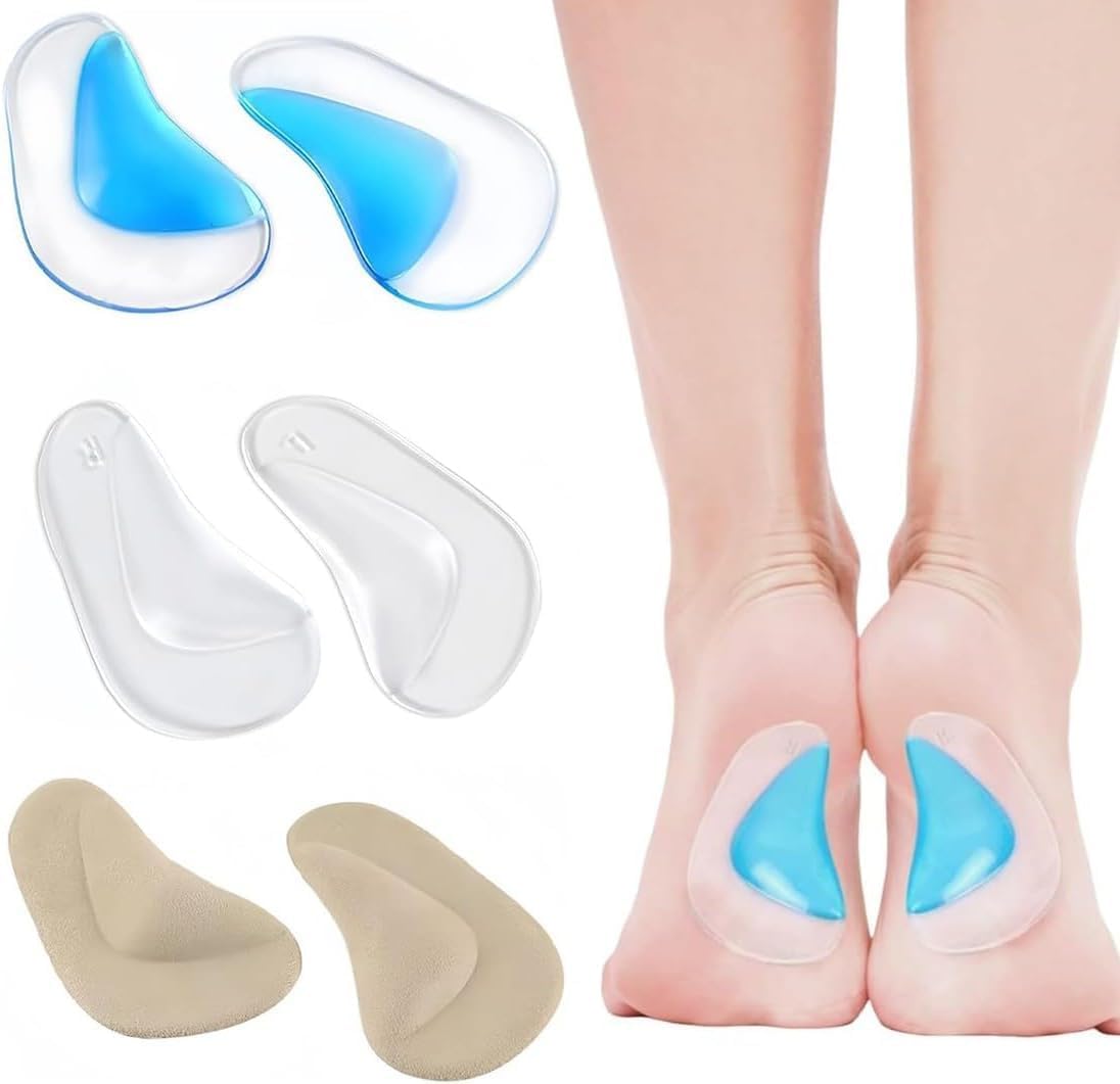 XENQITO 3 Pares De Plantillas De Soporte De Arco De Gel, Plantillas OrtopéDicas De Silicona Para Pies OrtopéDicos De Soporte De Arco Para Fascitis Plantar De Gel Almohadillas De CojíN