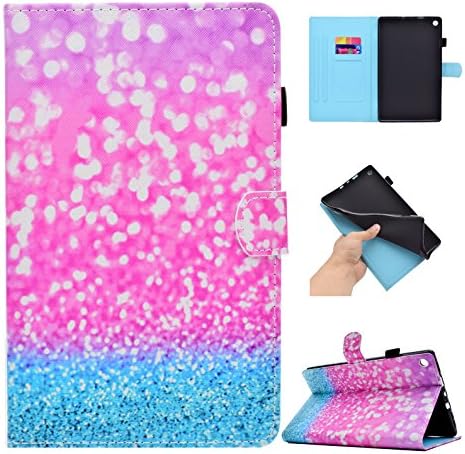Case for Kindle Fire HD 8 Tablet, GSWAY Thinnest Lightest Folding Stand PU Leather Cover with Auto Sleep/Wake & Anti-Slip for Amazon Kindle Fire HD 8 2018/2017/2016 - Sparkling Sand