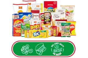 OFFERSHOP paccospesa Box Snack Salati 20 Prodotti Assortiti Patatine San Carlo Yonkers Dixi Granetti Crostini Arachidi Pringles Ritz Pop Corn Cracker Cipster Tuc Fonzies Grissini