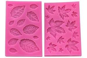 BLUGUL Feuille Moule Silicone, pour Chocolat Fondant Gâteau Gelée Bonbons Dessert, 2pcs