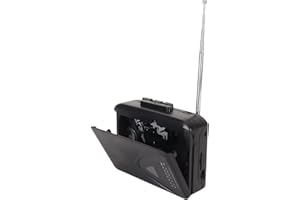 PLYISTY Portable Cassette Player with Built-in Speakers, 3.5mm Jack, FM/AM Radio, USB Powered, Cassette Tape Player, for Home and Outdoor Use (Black)