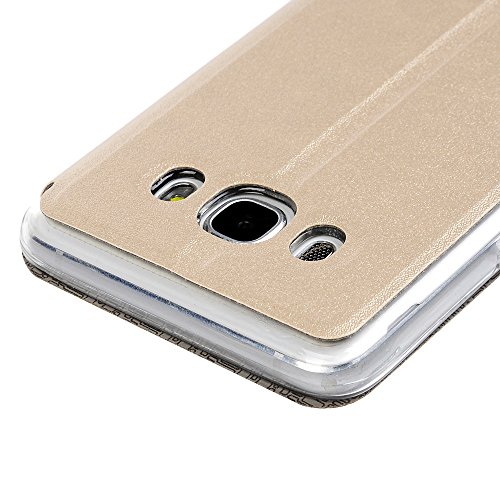 Samsung Galaxy J5 2016 Hülle Galaxy J5 (2016) Wallet Case YOKIRIN PU Leder Wallet Case Folio Schutzhülle Tasche Handytasche Schale Handycover Ledertasche Backcover Flip Cover mit Standfunktion im Bookstyle Fenster Gold - 4