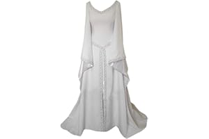 RIKAY Medieval Costume Womens Ladies Vintage Dresses Gothic Cosplay Witch Dress Corset Long Flare Sleeve Dress for Halloween Party Evening Clothing Size 8-16 UK