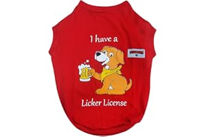 FETCHER Cotton Hosiery Bright Red 'I Have A Licker License' T-Shirt for Dogs and Cats Comfortable Lightweight Animal Cloth (24" XXXL), 1 Count