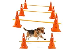Shengruili Agility Set Hunde,Steckhürdenset Hund,Hund Hürden,Kinder Agility Hürden Hindernisse für Pferde Hundeparcours Kegel Einstellbare Trainingshürden 23cm Höhe- Stangen 100cm Lang