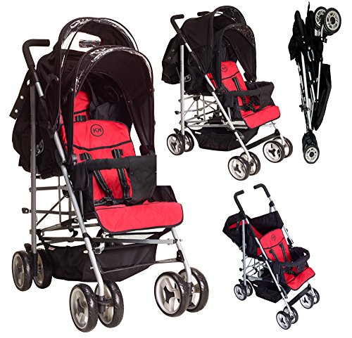 Tandemkinderwagen, Zwillingskinderwagen *Kidz Kargo* - Duo - Black/Berry *NEU*, inkl Regenschutz