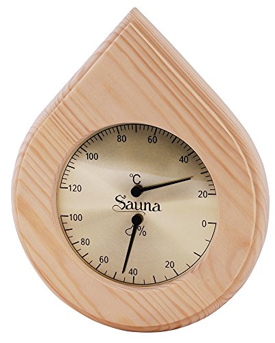 Sauna Set – Hygrometer Thermometer & Sanduhr Tropfenform Klimamesser Meßgerät - 2