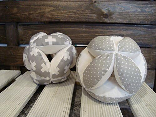 Gray puzzle ball, Montessori baby toy, fabric plus signs ball, gray dots ball, gray swiss cross ball, gray nursery