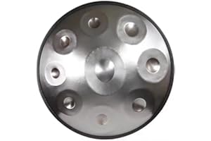 NOYORO Tamburo in Acciaio per Handpan a 432 Hz 9 Note Gold Performer da 22 Pollici in Re Minore con Supporto per Handpan, Custodia per Handpan, Mazze Resistenti E Panno Antipolvere，Argento