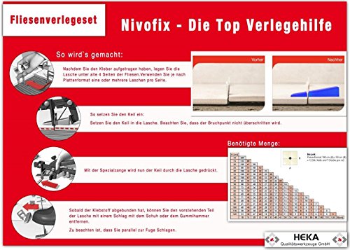 Nivofix Profi Nivelliersystem mit 100 Laschen, 100 Keile und 1 Zange zum Verlegen von Fliesen - 7