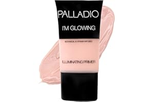 Palladio Prebase iluminadora I'm Glowing, prebase de maquillaje rosa nacarado para el rostro, contiene aloe vera, aceite de semilla de uva, ilumina el cutis (Transparente, 0.67 Fl Oz (Paquete de 1))