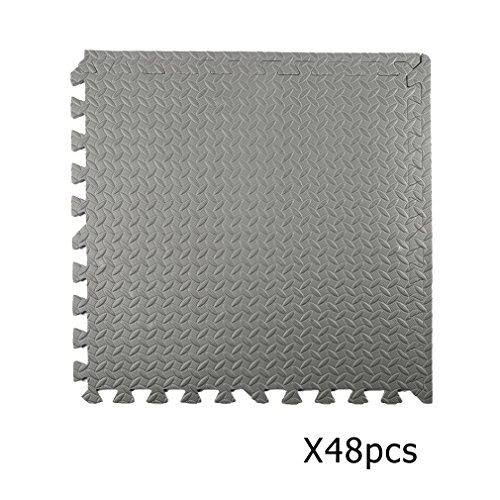 Preisvergleich Produktbild homgrace Teppich Puzzle Fussbodenmatte / Schutz aus EVA-Schaumstoff Teppich Schaumstoff Boden-Teppich Gym Matratze Puzzle Set individuellen anschließbar 600 mm x 600 mm, 48pcs+noir