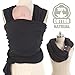 Allis Baby Sling Stretchy Wrap Carrier with Leather Cuff (Black)