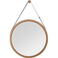Yumyolk Grote Wandspiegel 60 cm van Hout - Rond Modern Vintage Frame voor de Hal - Decoratieve Hoogglanzende Natuurspiegel