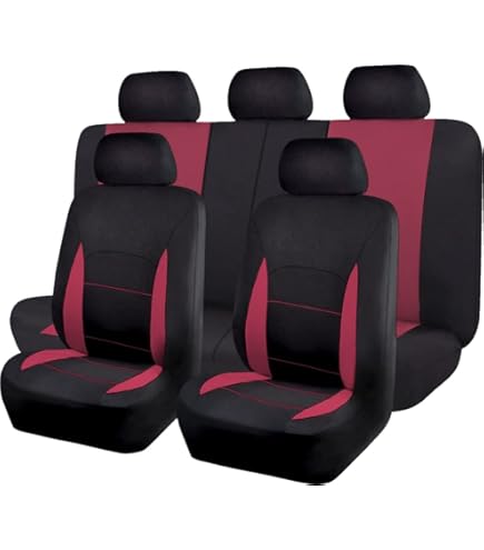 JNNJ 9 stuks klassieke autostoelhoezen, stoelbeschermer, autobeschermhoes, autostoel, autostoelhoezen, complete set, ideale pasvorm en perfecte bescherming voor autostoelen (Zwart