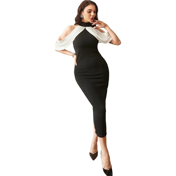 strapless open back dress SHEIN Plus Size Black Dress Stand Collar Women Bodycon Mock Neck Glitt –  Top model88