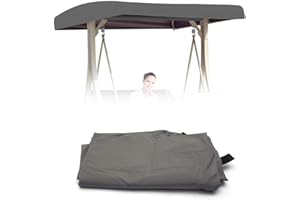 DFANCE 210D Oxford Cloth Patio Swing Top Cover with 4 Reinforced Corner Pockets,Outdoor Patio Swing Canopy Replacement Top Cover for Swing Seat 3 Seater Garden Hammock Cover,Grey
