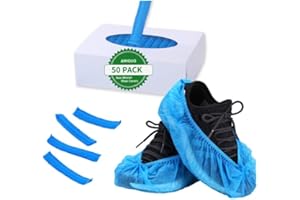 AMIGUO 50/100/200 Pack Non-Woven Shoe Covers Disposable for Indoors, Breathable | Durable | Boot Covers Non Slip, Fits Up to Size 12 UK Men