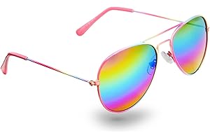 Eyelevel Aurora Sunglasses for Girls - Pink Pilot Sunglasses with Rainbow Lens - 100% UVA/UVB Protection & CAT3 Lens - For Girls 5-10 years