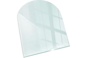 TULUP Funkenschutz Kaminofen Glasplatte Kaminplatte Kaminglas Ofenglas gehärtetem Glas 80x70cm Halbrund Premium Hitzeschutz für Kamin Funken- und Kratzfest Design Bodenplatte Elegante Klarglas