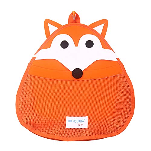 Preisvergleich Produktbild SWECOMZE Badewannenspielzeug Aufbewahrung Badespielzeug Netz Badewannen Spielzeug Aufbewahrungstasche mit 1 Weißer Saugnapfe,Befestigung Ohne Bohren (Fuchs)