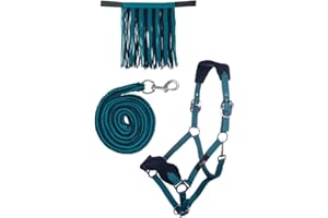 HKM 10733 Halfterset, Halfter Fliegenfransen Strick 180cm Karabiner, Pony VB WB