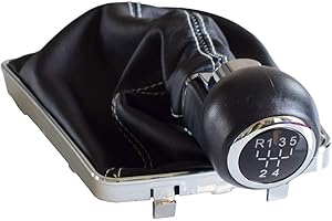 Kakulkomen Pomo de palanca de cambios con funda de cuero para Opel Astra III H 1.6 2004 2005 2006 2007 2008 2009 2010 (R-5 blanco)