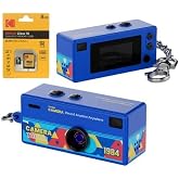 AUSEK Mavi Retro Tasarım Mini Dijital Kamera - Taşınabilir Thumb Anahtar Kamera + 8GB Kart Nostaljik G&ouml;r&uuml;n&uuml;m Fotoğraf ve Vide