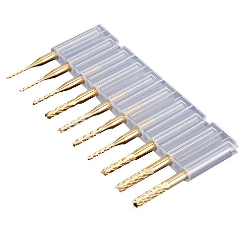 10 Stücke 3,175mm Schaftdurchmesser 1,0 1,5 2,0 2,5 3,0 mm Schneidendurchmesser CNC-Fräser Bit Titanium-Beschichtung - 3