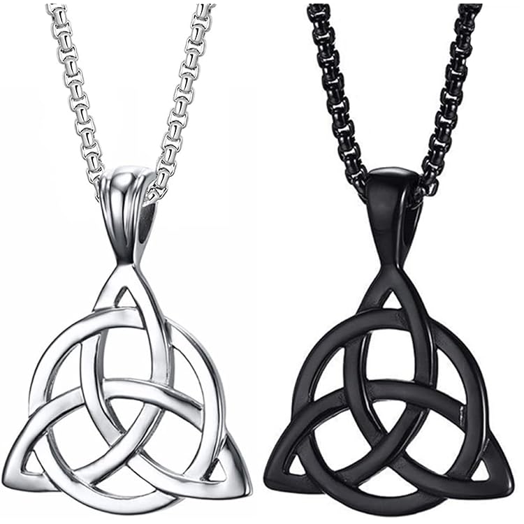 EUEAVAN Wikinger Halskette Mit Triquetra-Anhänger – Aus Edelstahl, Silber, 45 Cm Lang – Keltisches Symbol Für Schutz & Ewigkeit, Unisex-Schmuck