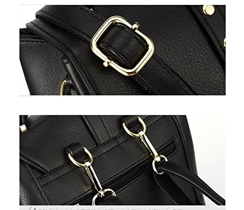 QPALZM 2017 Damen Leder Rucksack Geldbörse Schultern Tasche Reise Quaste Tasche Daypack Black