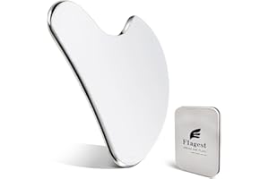 Flagest Gua Sha Viso, Gua Sha Acciaio Inossidabile, Durevole metallo Massaggio Viso Gua Sha, Antirughe Riduce il Gonfiore Strumento Raschietto per Massaggio, Gua Sha Corpo Viso (Argento)