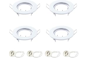 VIKSAUN 4 Pack Round Recessed Spotlights Trim Ring Fitting White Recessed Lighting With GU10 Light Mounting Frame for Halogen bulb,50mm Bulb, Ceiling Spotlight MR16 (4 pcs)