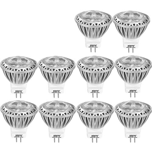 AGOTD 10 x 3W GU4 MR11 Bombilla LED Lámpara 12V, Mini Spot luz, 35 mm de Diámetro,Reemplazo 20 W 25w 30w 35W Lámpara Halógeno, 12V DC AC, 38 Ángulo, 250LM, Blanco Frío 6000K