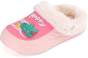 Yeeteepot Kinder Winter Clogs Mädchen Jungen Plüsch Pantoletten Pantoffeln Warme Gefüttert Hausschuhe Weich rutschfeste Gartenschuhe Cartoon Slippers