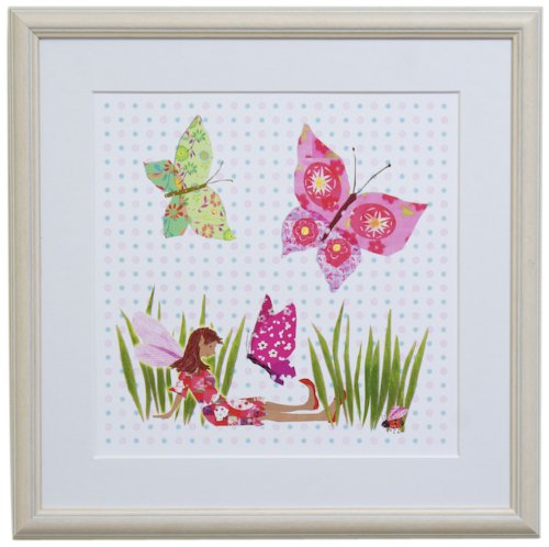 Happy Spaces Kids Wall Art Fine Art Print Butterfly Fairy by Tea-Time-Tots, (30 x 30 x 2 cm)