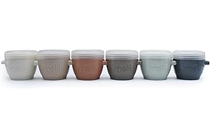 melii Snap & Go Baby Food Storage Containers with lids, Snack Containers, Freezer Safe, 2 oz - 6 Pack, Earth Tones