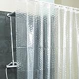PEVA Duschvorhang halb-transparent 3D Diamanten Motiv | Badewanne Duschvorhang Anti Schimmel PVC-frei umweltfreundlich wasserdicht Wannenvorhang 180x180cm