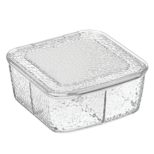 mDesign Box zur Kosmetikaufbewahrung – mit Spiegel und Klappdeckel – Kosmetik Organizer mit 4 Fächern – die perfekte Schminkaufbewahrung – transparent - 3