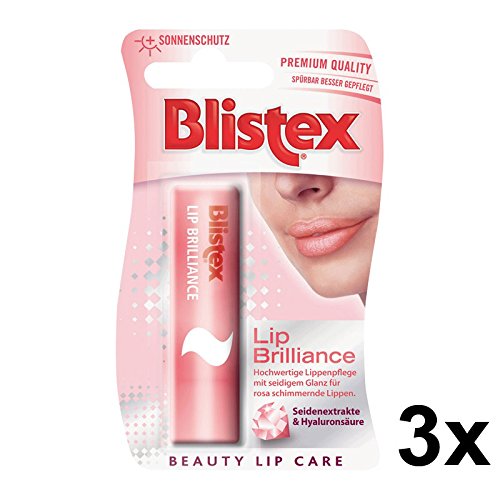 Blistex Lip Brilliance Lippenbalsam, für seidigen Glanz, gegen glanzlose Lippen, 3 Stück