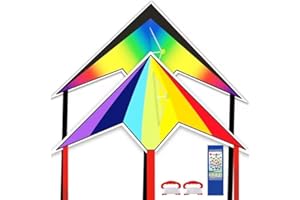 Ynanimery 2 Pack Rainbow Kites for Kids and Adults,Kids Kite Easy to Fly for Beach Trip, Family Backyard Parties Kites & Flying Toys for 3 4-8 Years Boys Girls Beginners (Delta Wing Kite)
