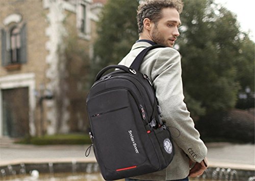 Ammon Lowen Laptop Rucksack 17 Zoll Business Backpack Damen Herren Tagesrucksack Mit USB Ladeport 35 40 Liter f  r Herren M  nner Reise B  ro
