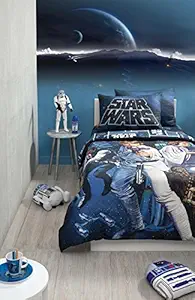 DDECOR - Star Wars Classic 180TC 100% Cotton Double Bedsheet with 2 Pillow Covers, Blue