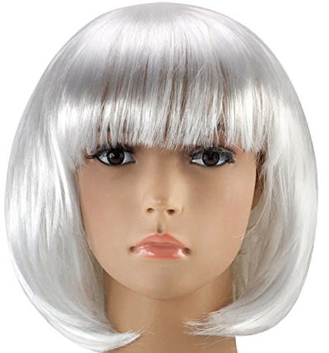 Matissa Women's Ladies Short BOB Wig Fancy Dress Cosplay Wigs POP Party Costume(White)