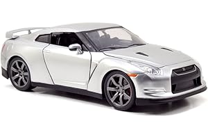 Jada Toys- Nissan GT-R (R35) -Fast and Furious-Echelle 1/24, 97212S, Argent, Standard