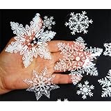 57 REUSABLE WHITE CHRISTMAS SNOWFLAKES WINDOW STICKERS SELF CLINGS Decorations